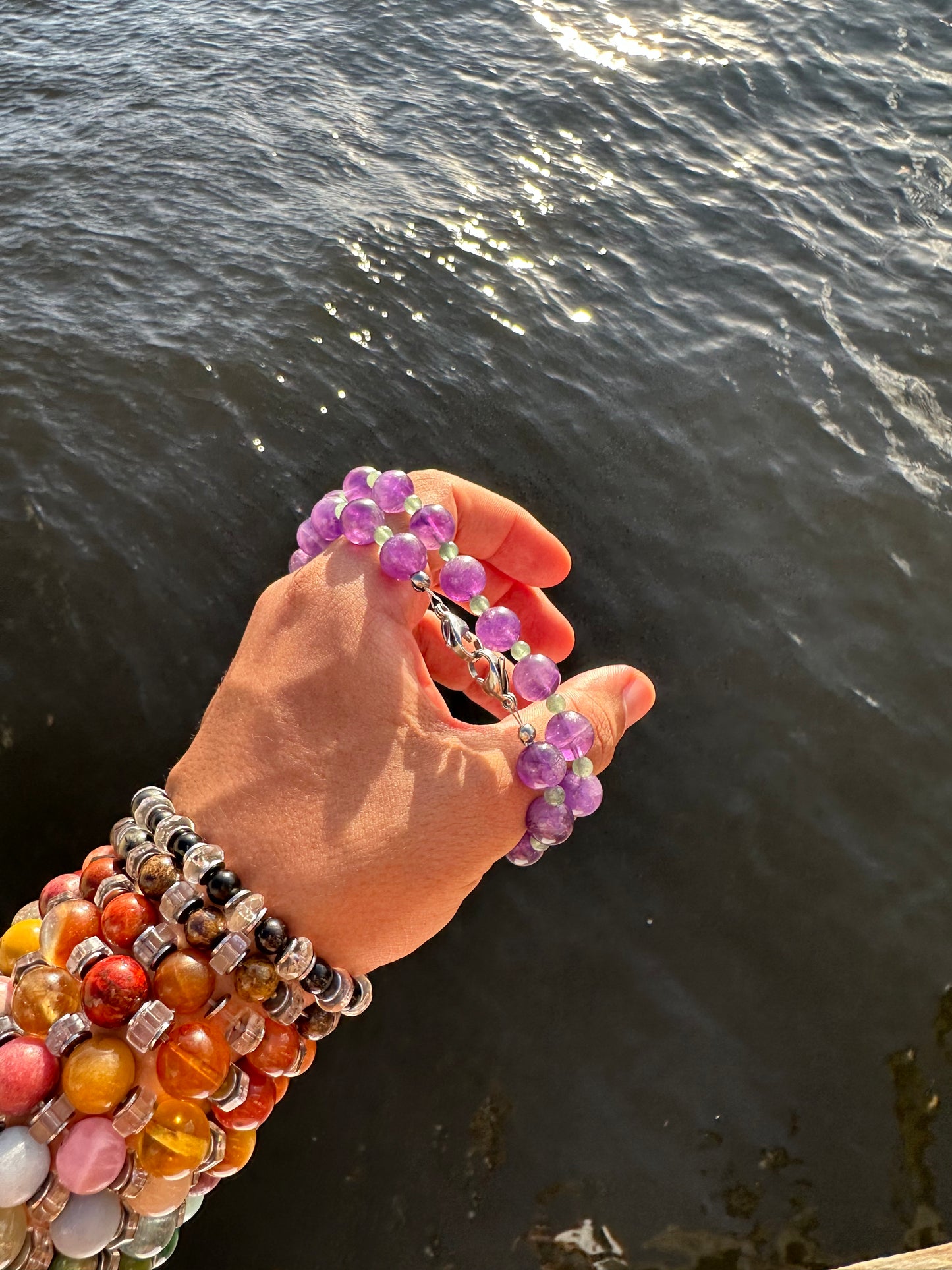 Luxury Amethyst-Green Aventurine Pure Gemstone Chain - World's Best Quality & Made To Last