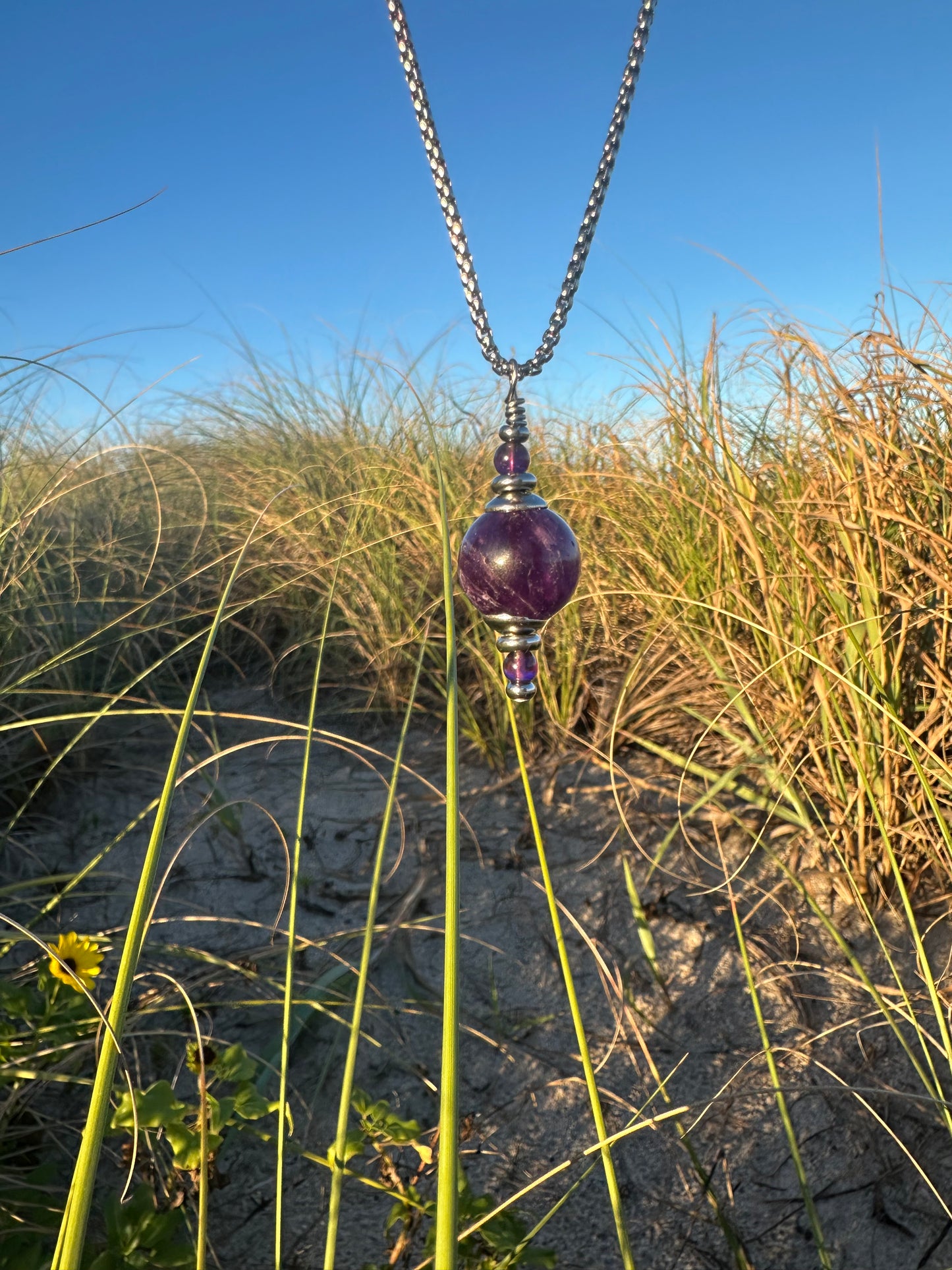 Luxury Amethyst Pendant Silver Steel Pendulum Design - World's Best Quality & Made To Last