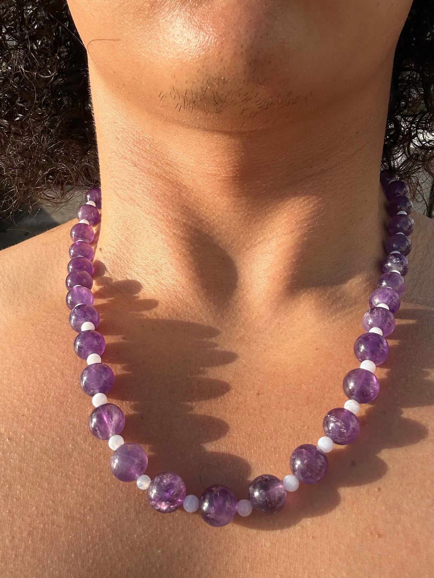 Luxury Amethyst-Blue Lace Agate Pure Gemstone Chain - World's Best Quality & Made To Last