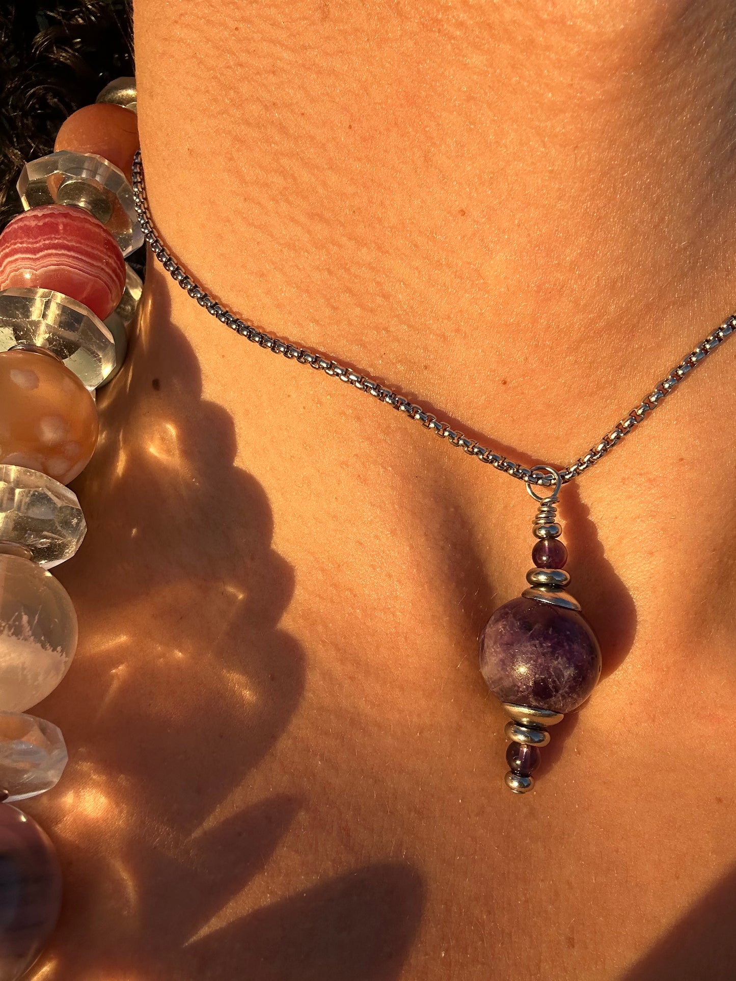 Luxury Amethyst Pendant Silver Steel Pendulum Design - World's Best Quality & Made To Last