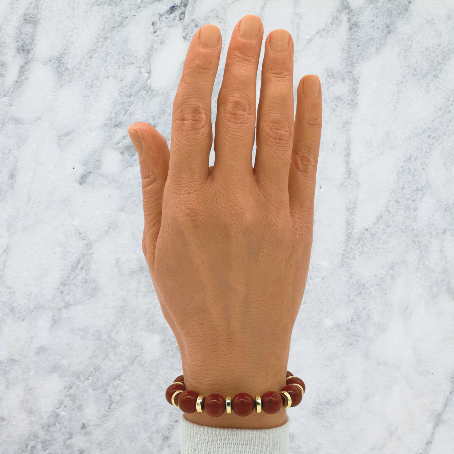 Peruvian Red Jasper Bracelet Between Golden Hematite