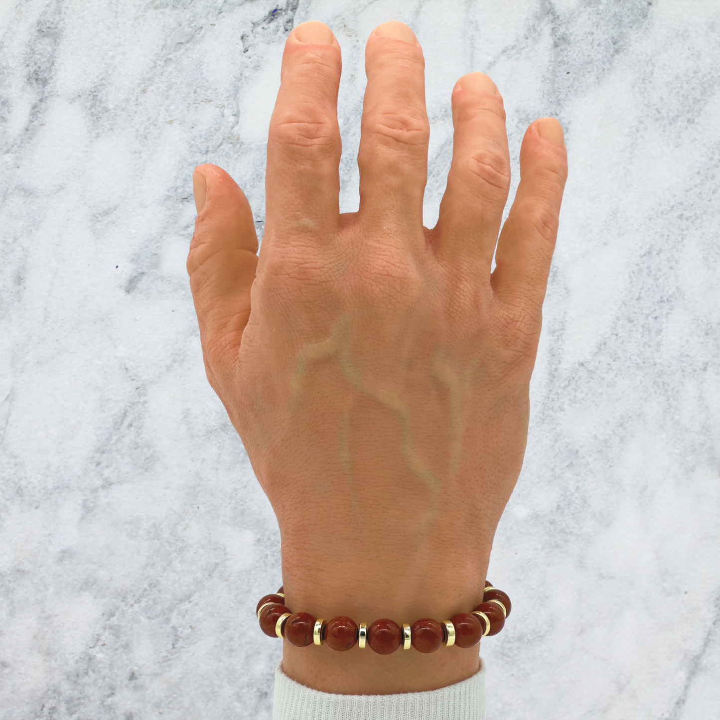 Peruvian Red Jasper Bracelet Between Golden Hematite