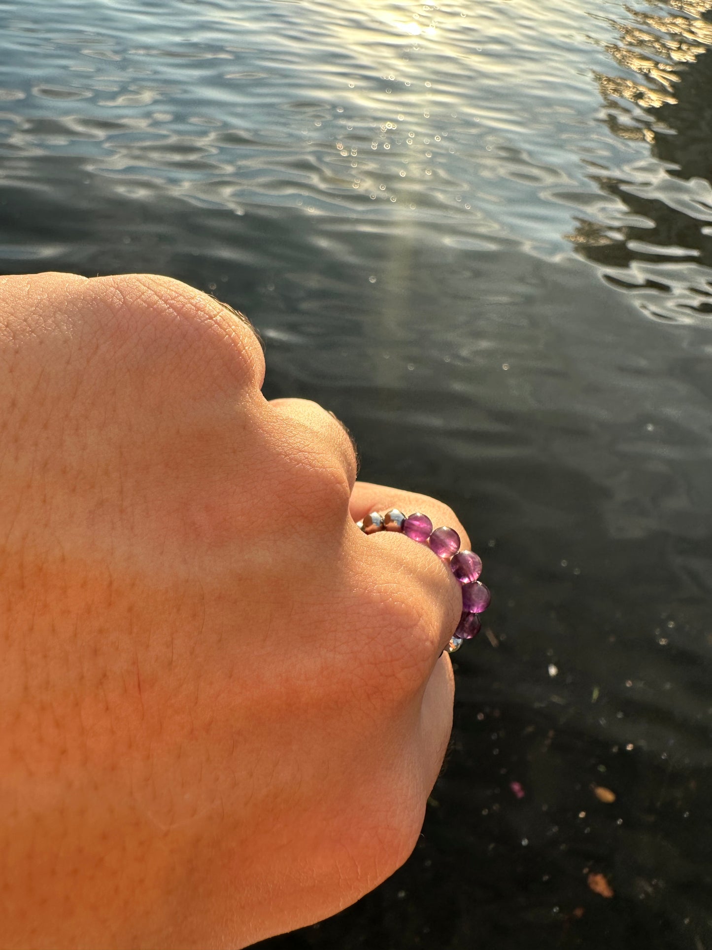 Luxury Amethyst & Silver Steel Design 3 Comfortable Magic Stretch Ring - World's Best Quality & Made To Last