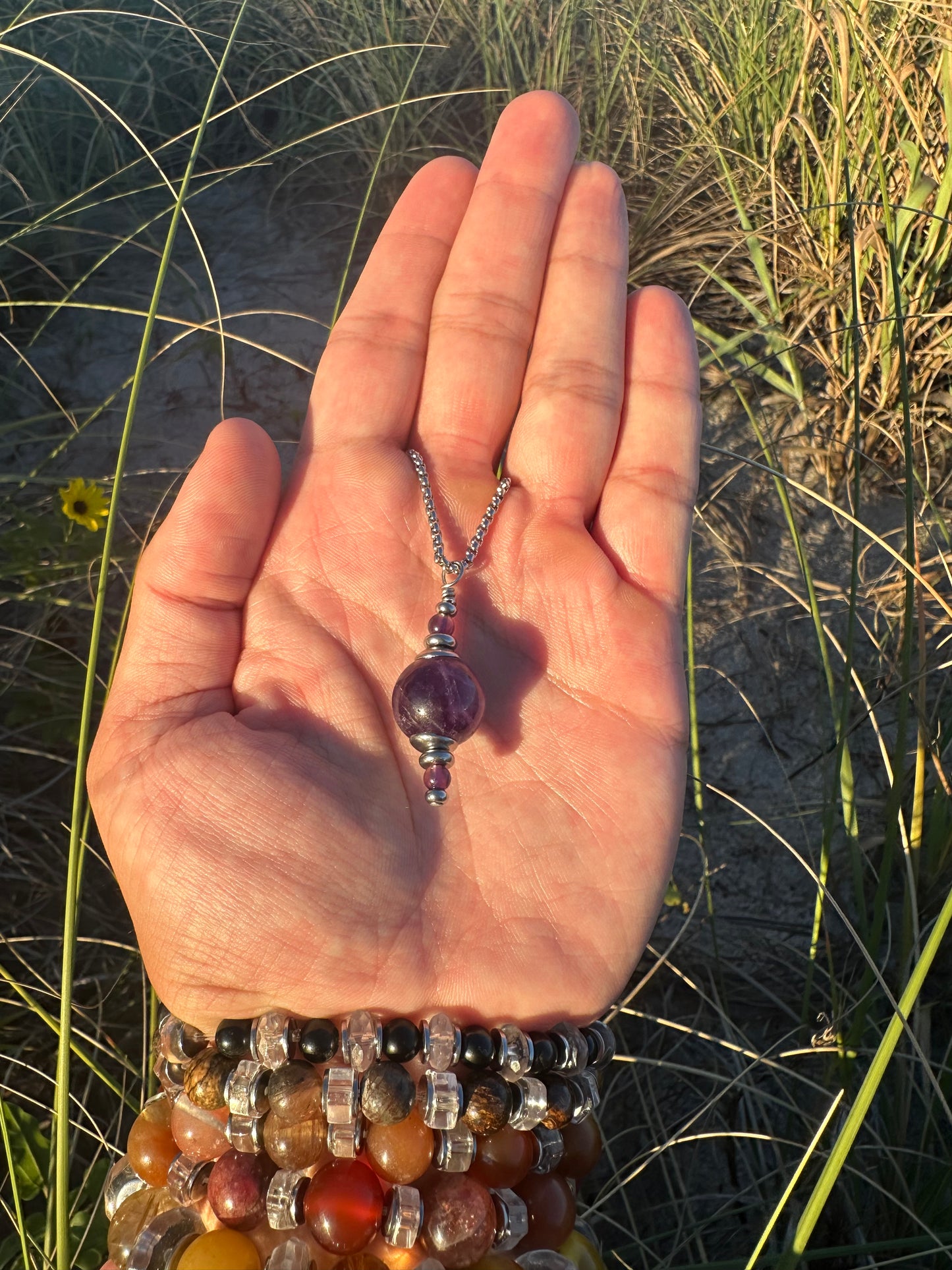 Luxury Amethyst Pendant Silver Steel Pendulum Design - World's Best Quality & Made To Last