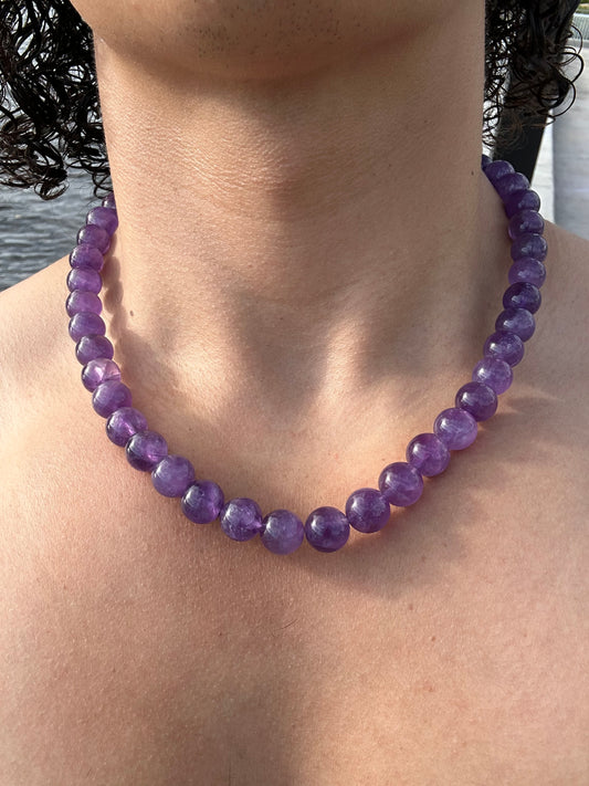 Luxury Amethyst Simple Design Necklace With Interlocking Steel Clasp - World's Best Quality & Made To Last