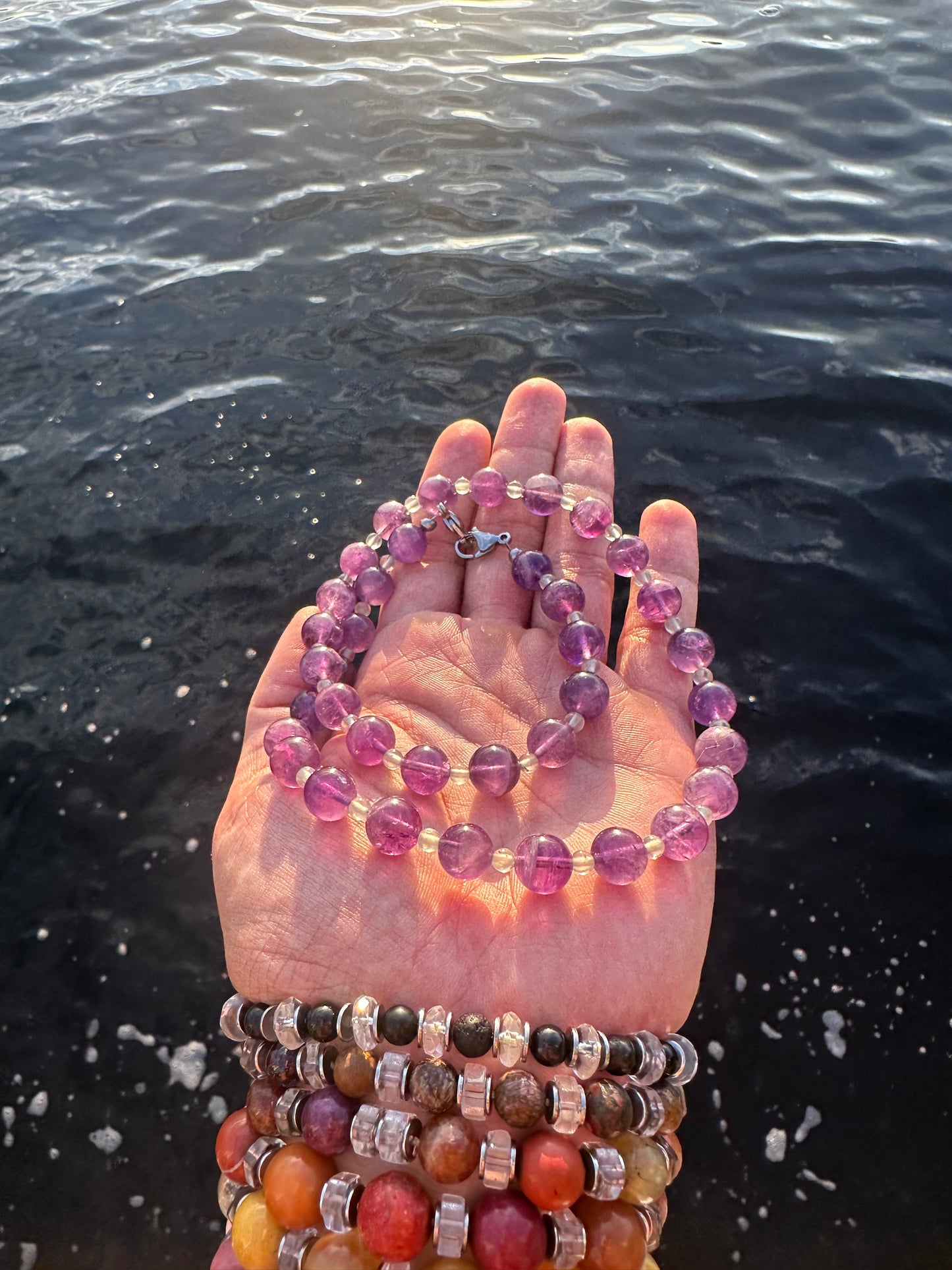 Luxury Amethyst-Prehnite Pure Gemstone Chain - World's Best Quality & Made To Last