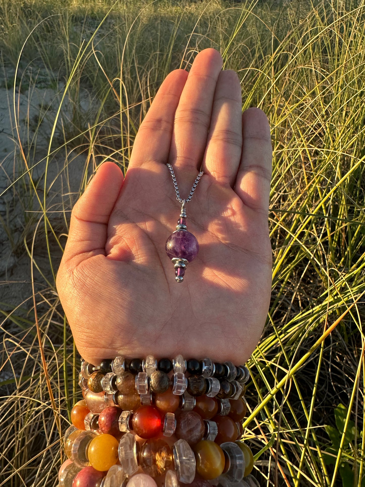 Luxury Amethyst Pendant Silver Steel Pendulum Design - World's Best Quality & Made To Last