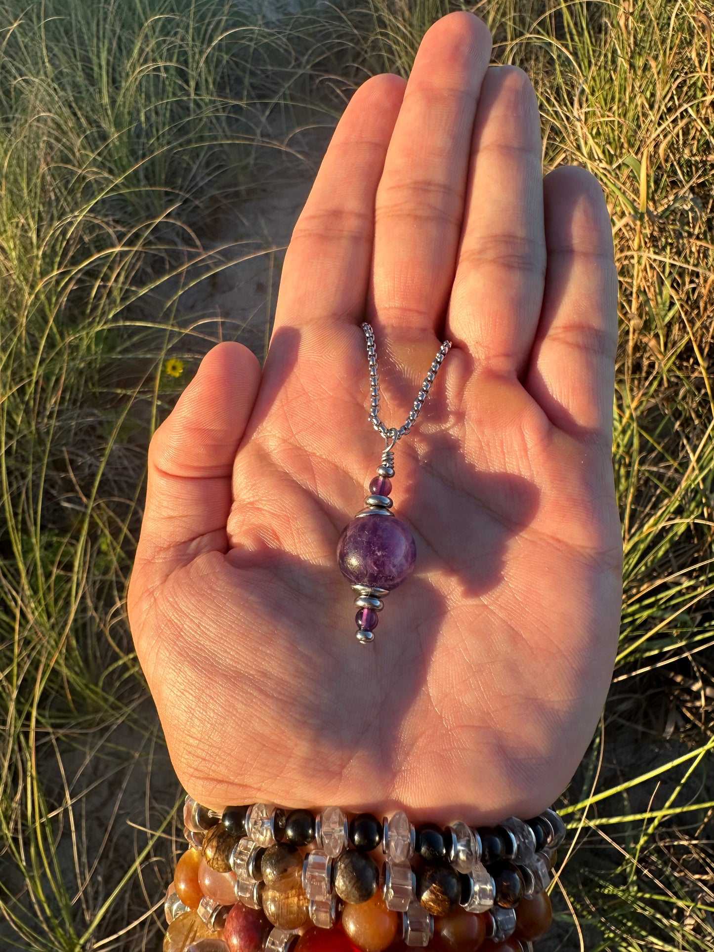 Luxury Amethyst Pendant Silver Steel Pendulum Design - World's Best Quality & Made To Last