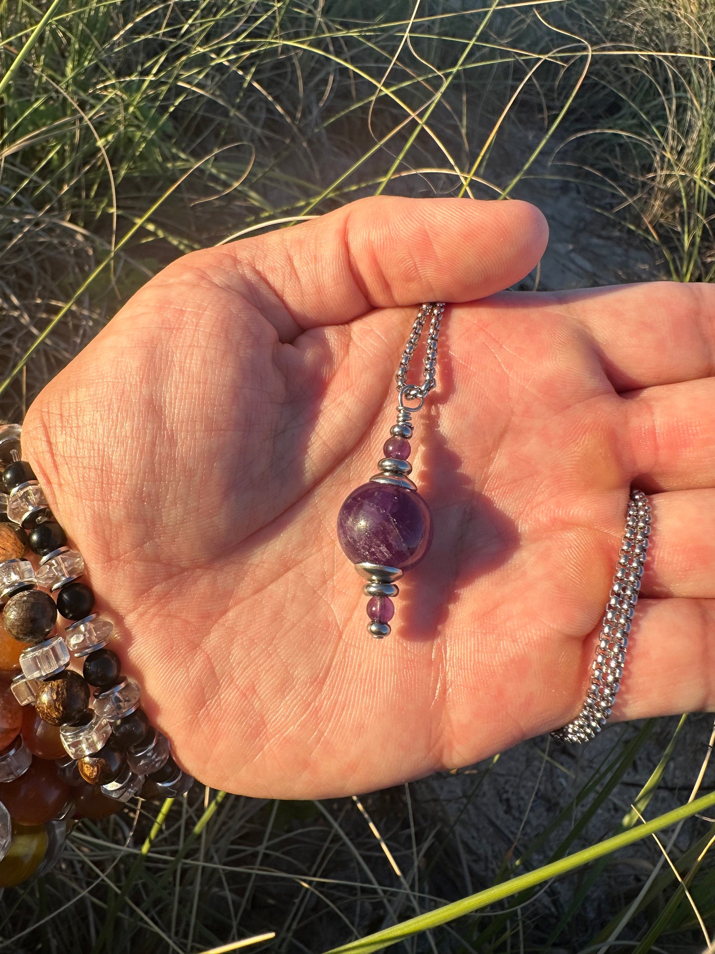 Luxury Amethyst Pendant Silver Steel Pendulum Design - World's Best Quality & Made To Last