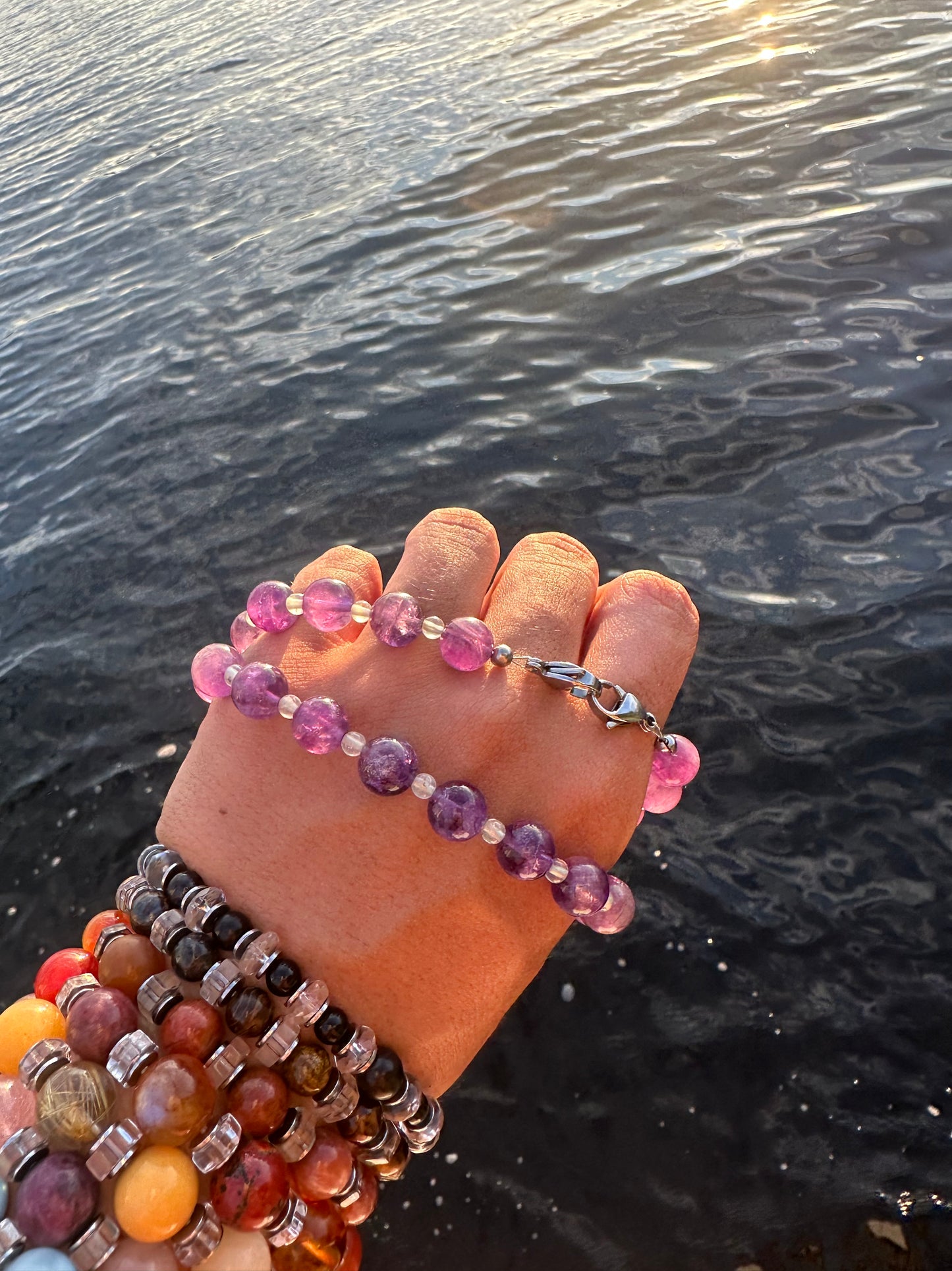 Luxury Amethyst-Prehnite Pure Gemstone Chain - World's Best Quality & Made To Last