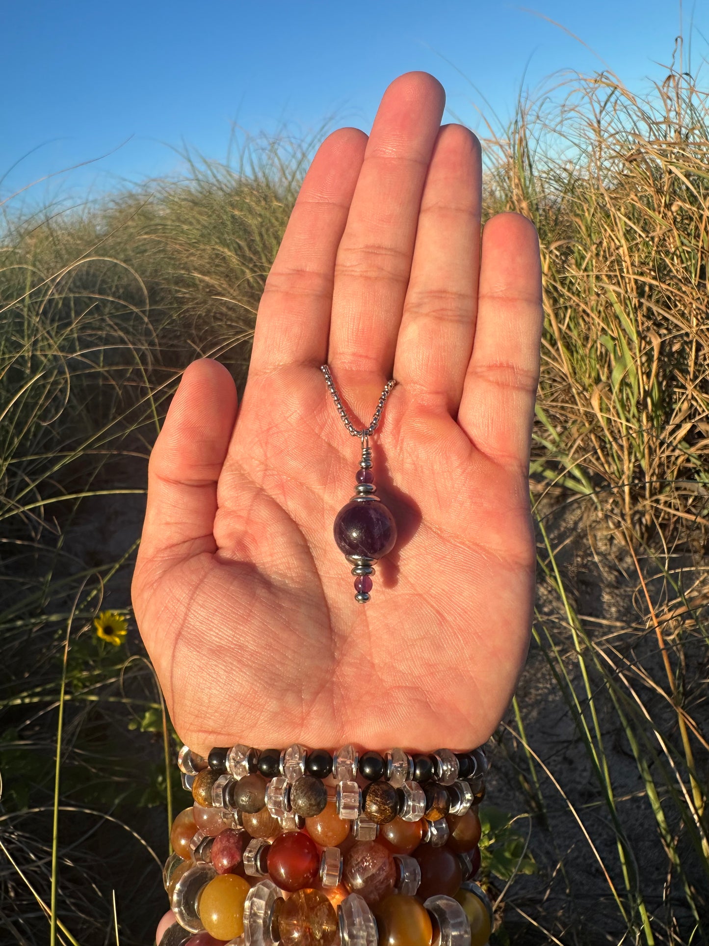Luxury Amethyst Pendant Silver Steel Pendulum Design - World's Best Quality & Made To Last