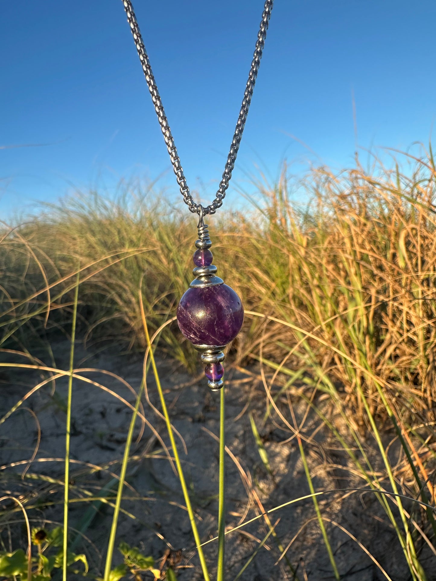 Luxury Amethyst Pendant Silver Steel Pendulum Design - World's Best Quality & Made To Last