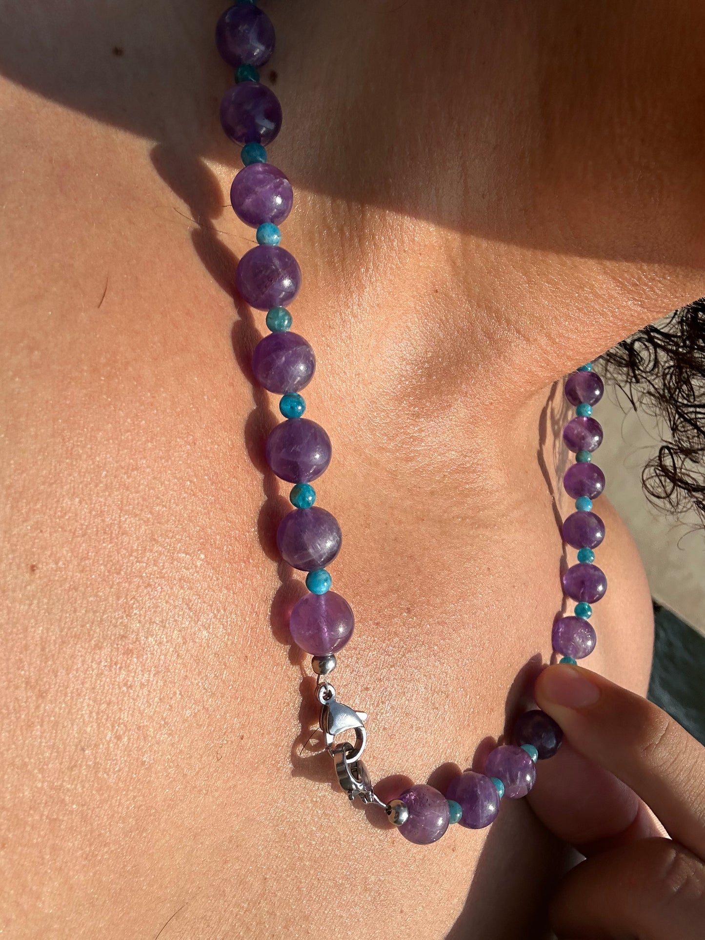 Luxury Amethyst-Blue Apatite Pure Gemstone Chain - World's Best Quality & Made To Last