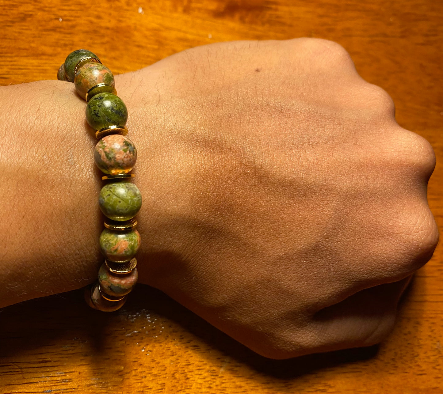 Unakite Genuine Bracelet (10MM)