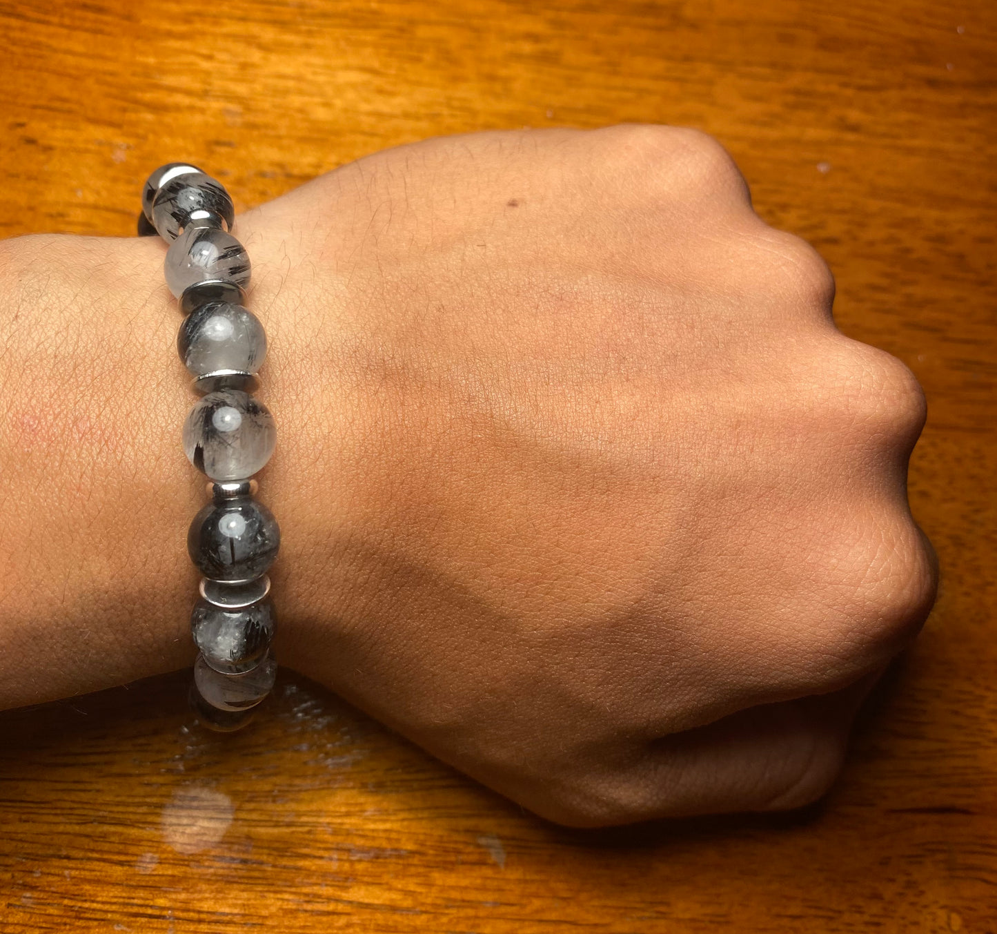 Tourmalinated Quartz Genuine Bracelet (10MM)