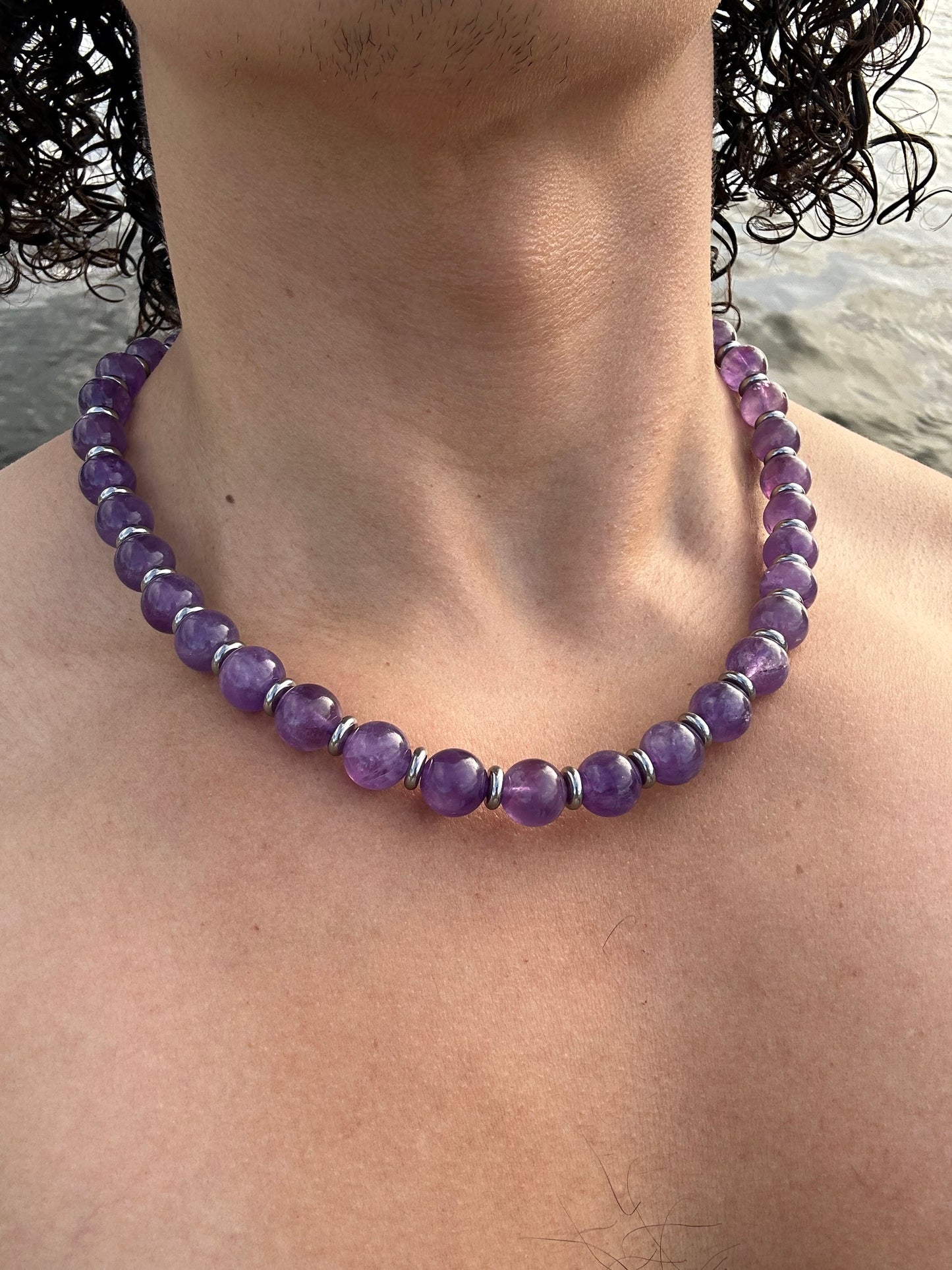 Luxury Amethyst Silver Steel Design Necklace With Interlocking Clasp - World's Best Quality & Made To Last