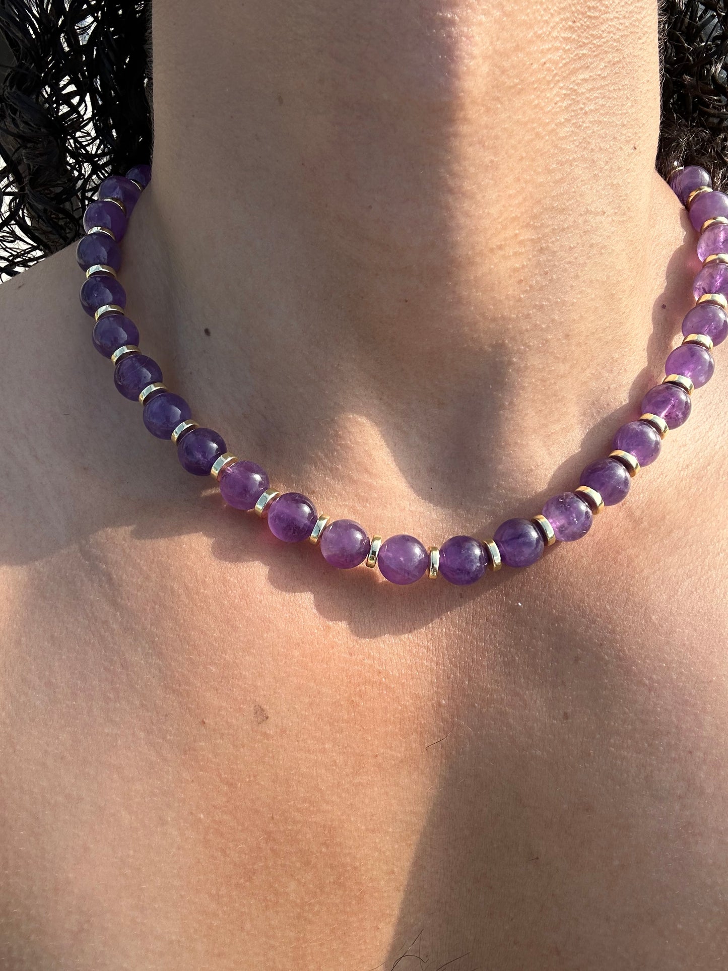 Luxury Amethyst & Golden Hematite Design Necklace With Interlocking Steel Clasp - World's Best Quality & Made To Last