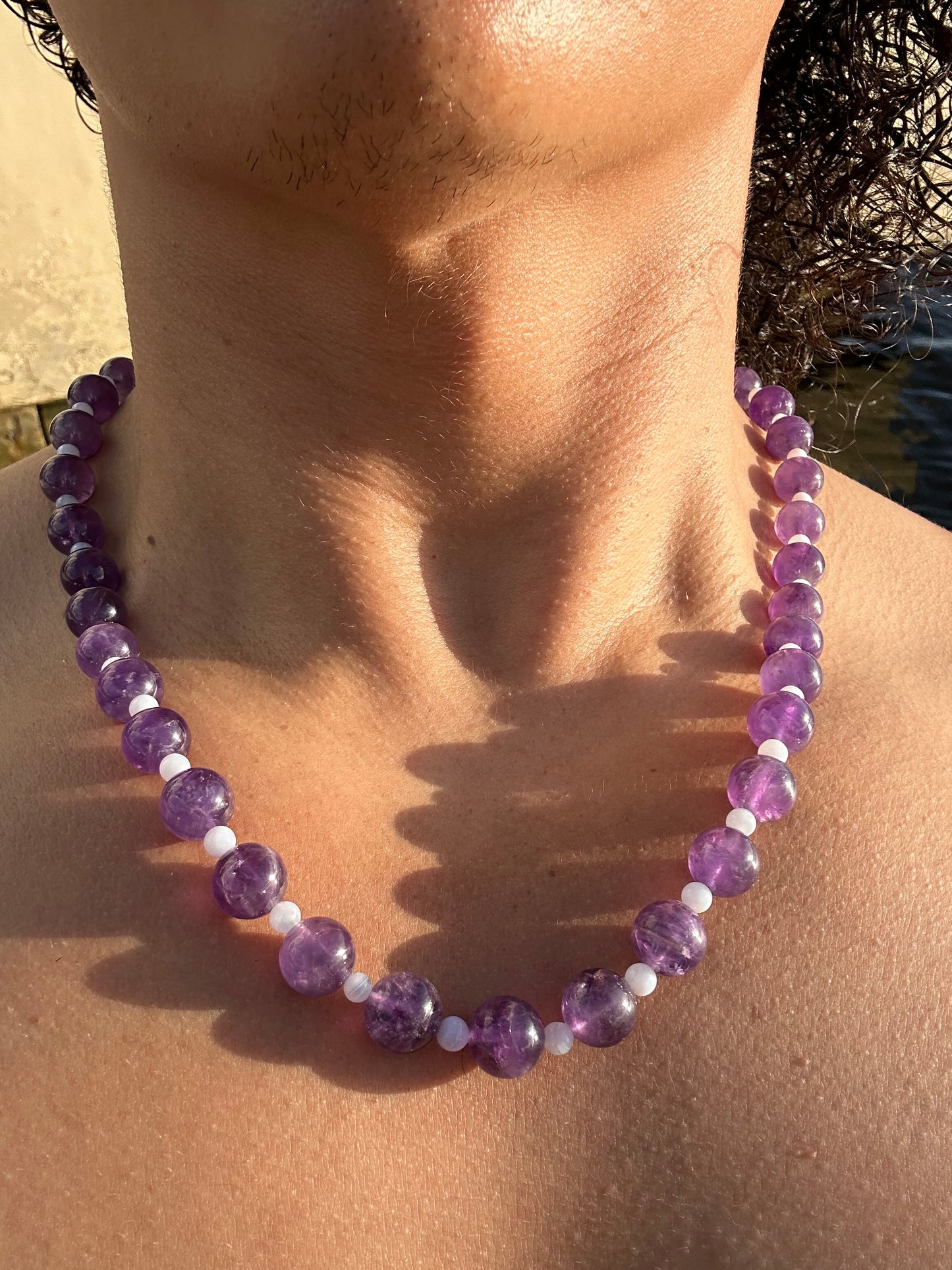 Luxury Amethyst-Blue Lace Agate Pure Gemstone Chain - World's Best Quality & Made To Last