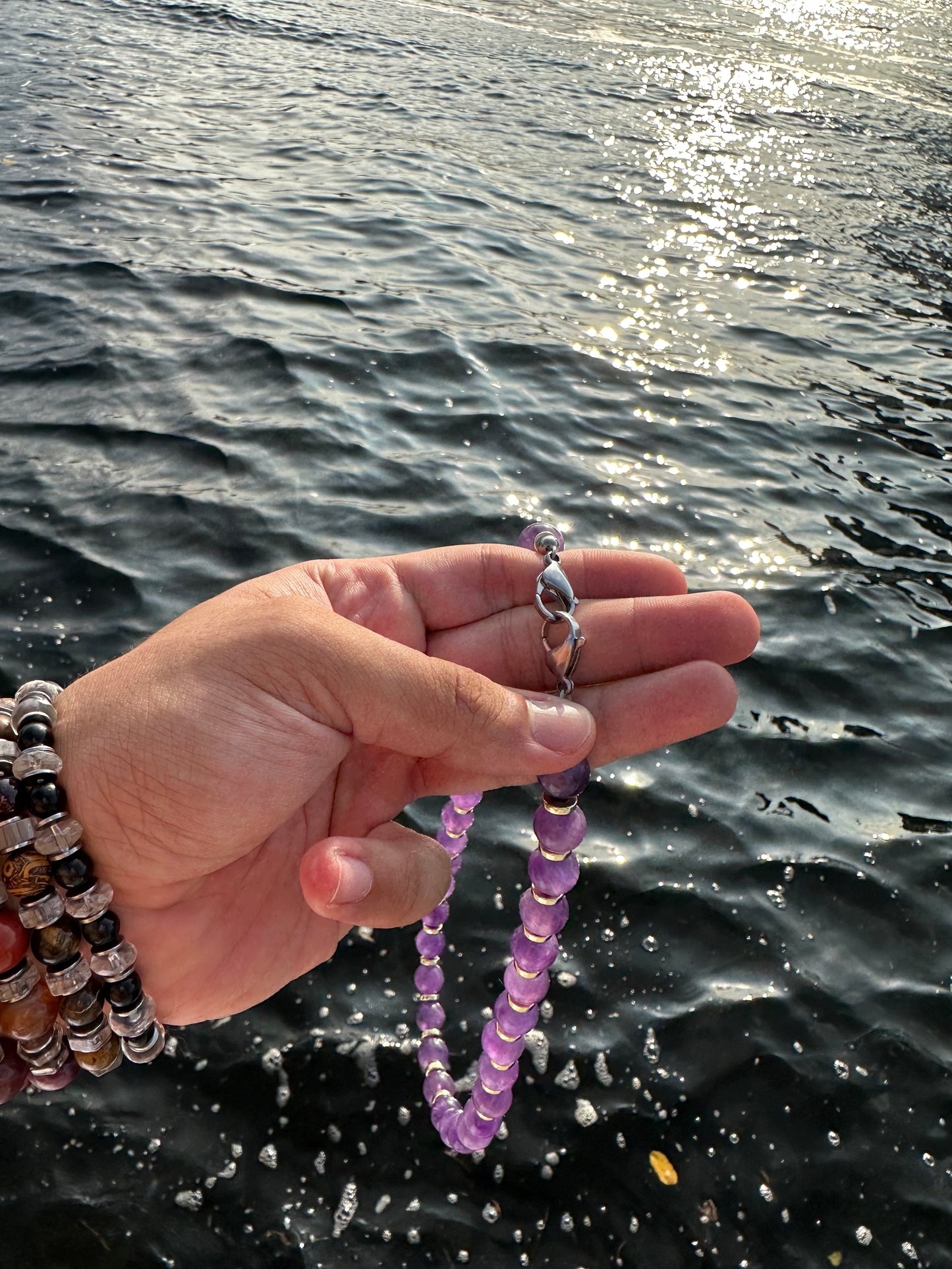 Luxury Amethyst & Golden Hematite Design Necklace With Interlocking Steel Clasp - World's Best Quality & Made To Last