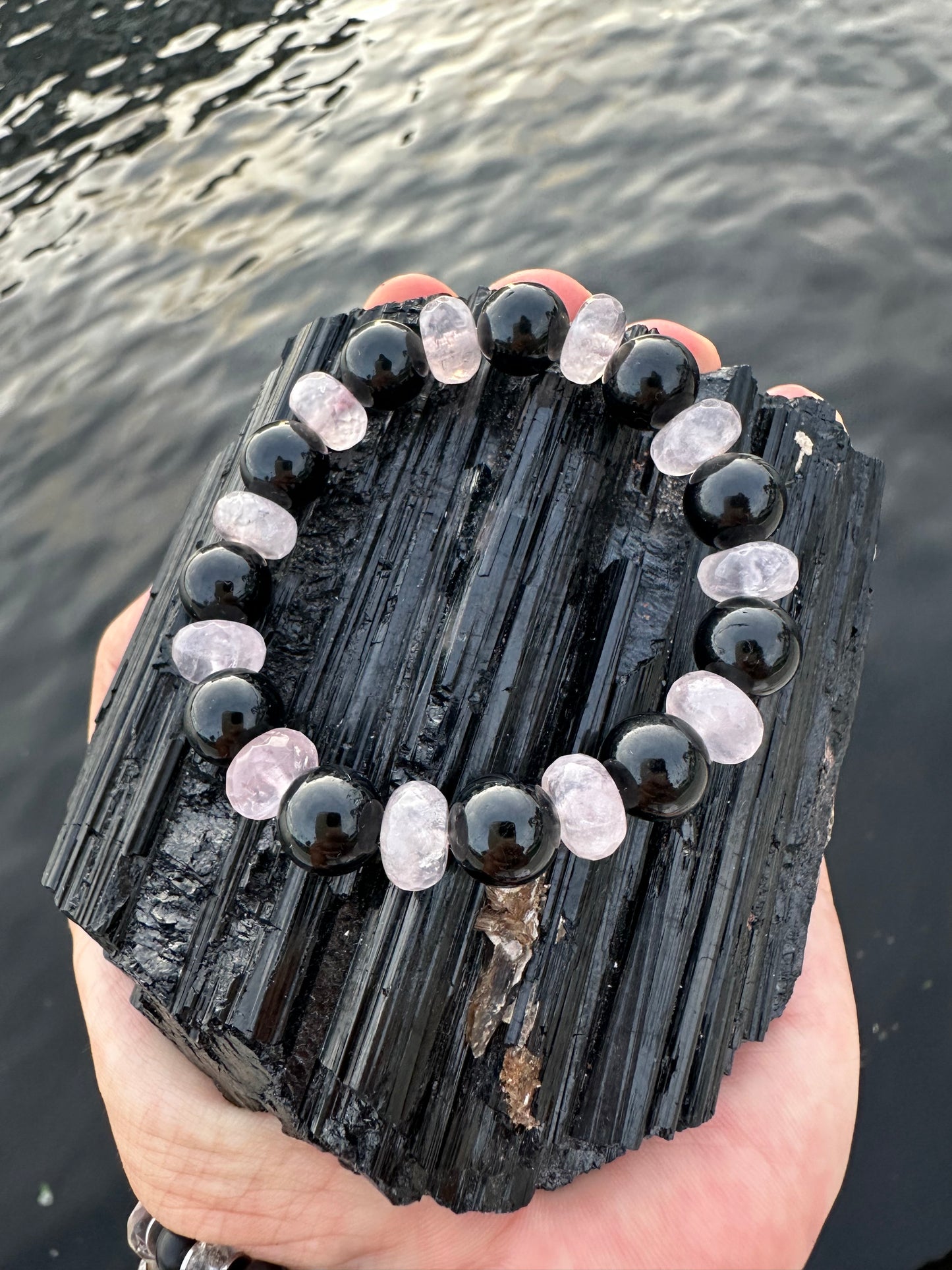 Black Tourmaline Rose Quartz Protection Bracelet - World's Best Quality & Made To Last