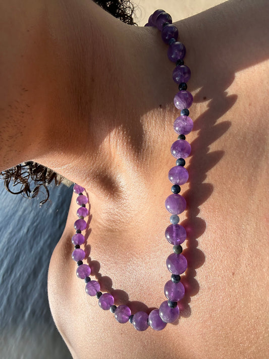 Luxury Amethyst-Dumortierite Pure Gemstone Chain - World's Best Quality & Made To Last