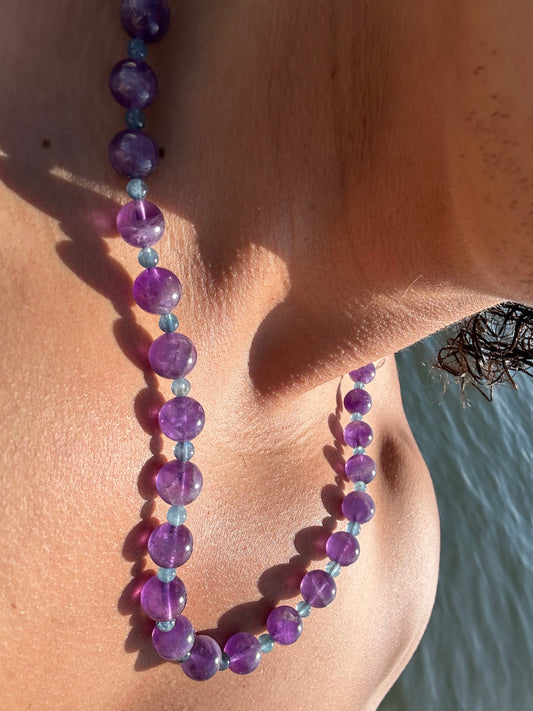 Luxury Amethyst-Aquamarine Pure Gemstone Chain - World's Best Quality & Made To Last