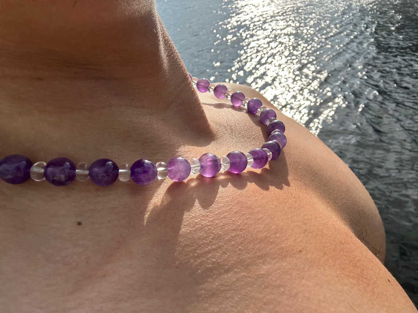 Luxury Amethyst & Quartz Design Necklace With Interlocking Steel Clasp - World's Best Quality & Made To Last