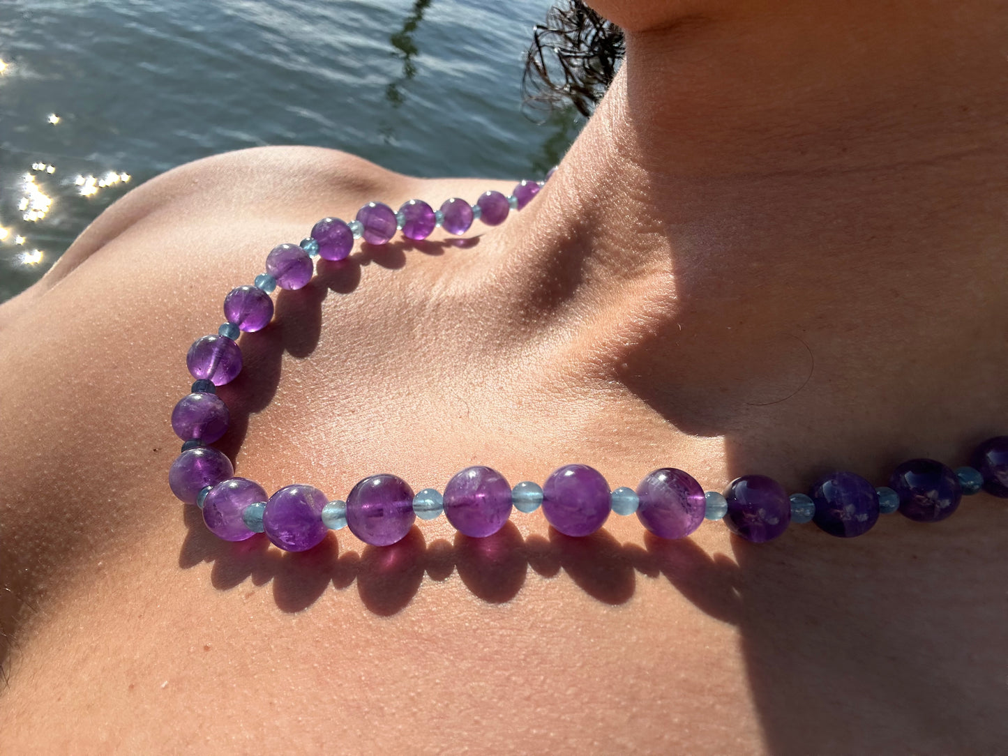 Luxury Amethyst-Aquamarine Pure Gemstone Chain - World's Best Quality & Made To Last