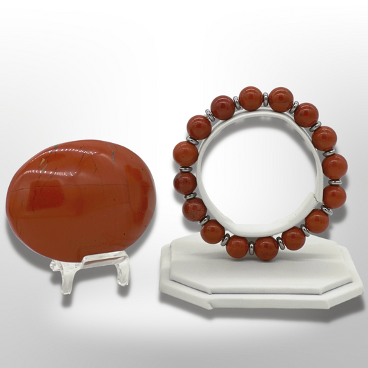 Peruvian Red Jasper Bracelet Between Steel