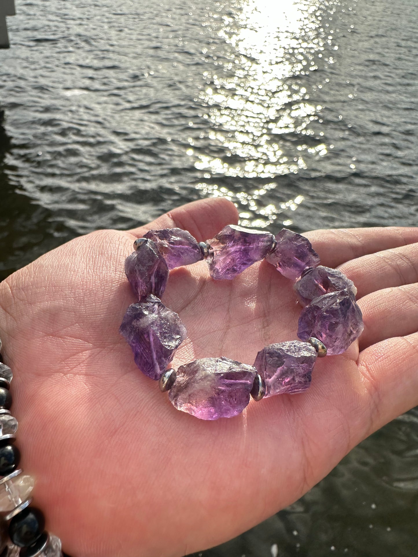 Luxury Amethyst Bracelet Lil' Chunky Raw Design - World's Best Quality & Made To Last