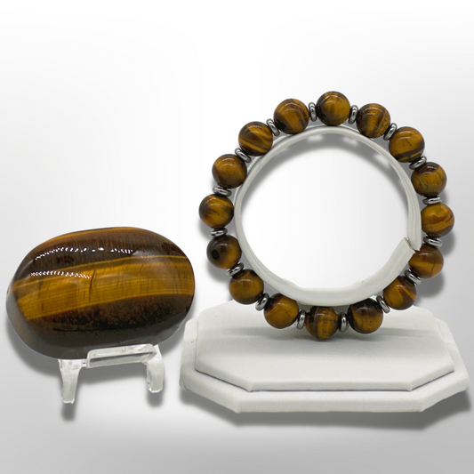 South African Tiger Eye Bracelet Between Steel