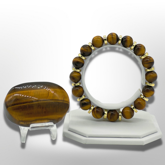 South African Tiger Eye Bracelet Between Golden Hematite