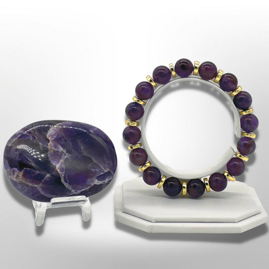 Uruguayan Amethyst Bracelet Between Golden Hematite