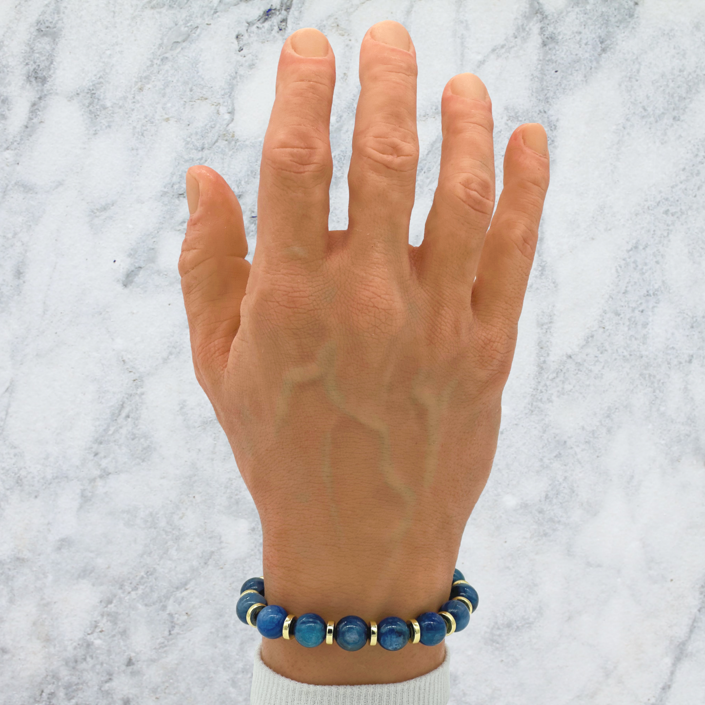 Afghan Blue Kyanite Bracelet Between Golden Hematite