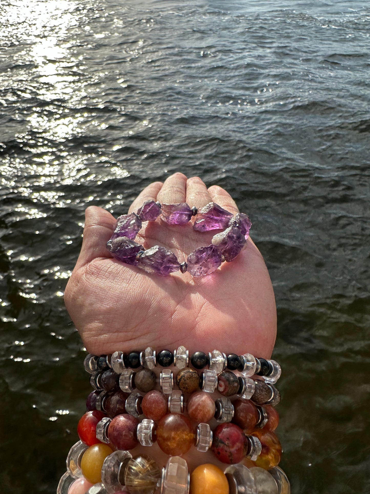 Luxury Amethyst Bracelet Lil' Chunky Raw Design - World's Best Quality & Made To Last