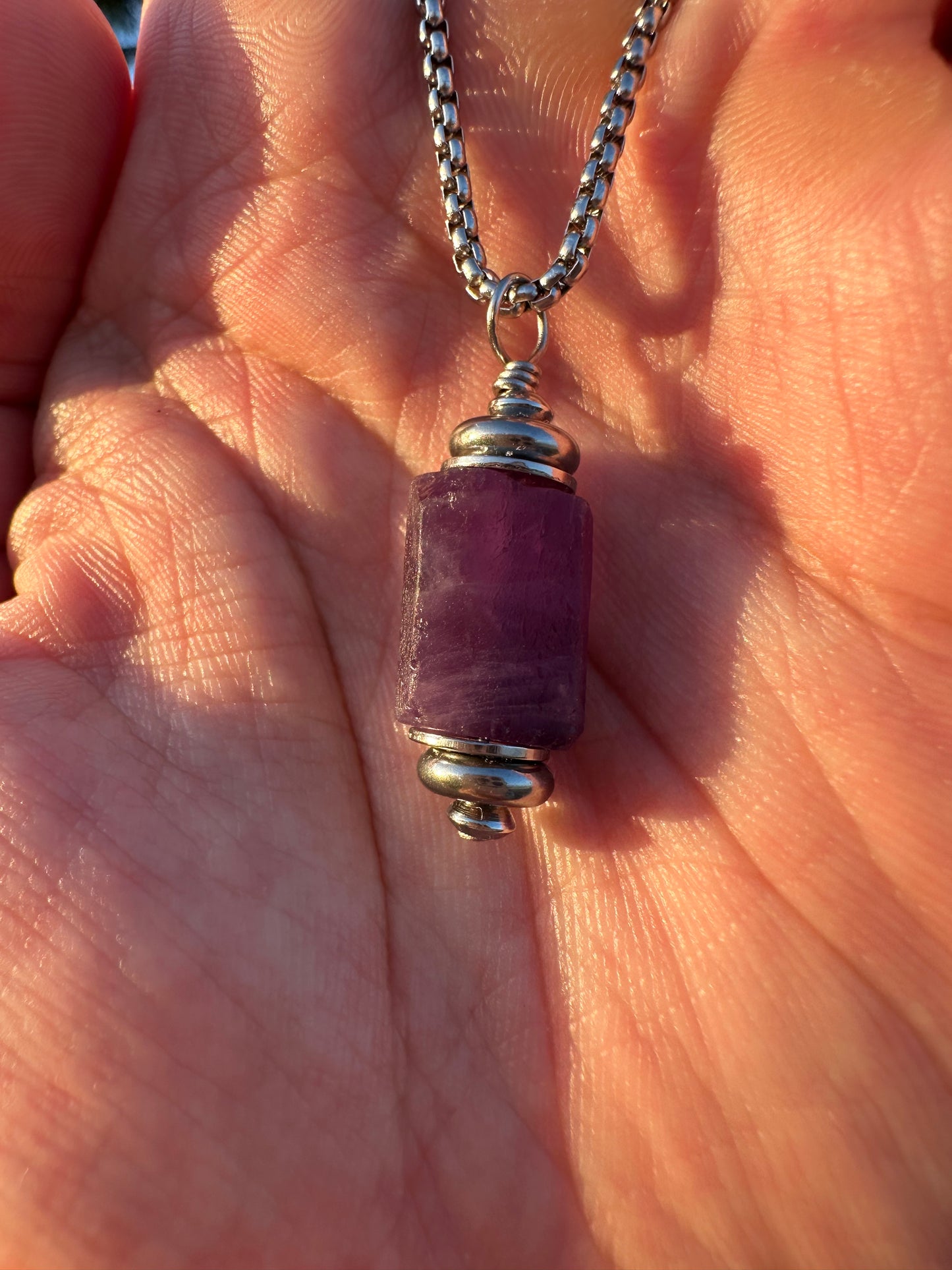 Luxury Amethyst Pendant Silver Steel Raw Lantern Design - World's Best Quality & Made To Last