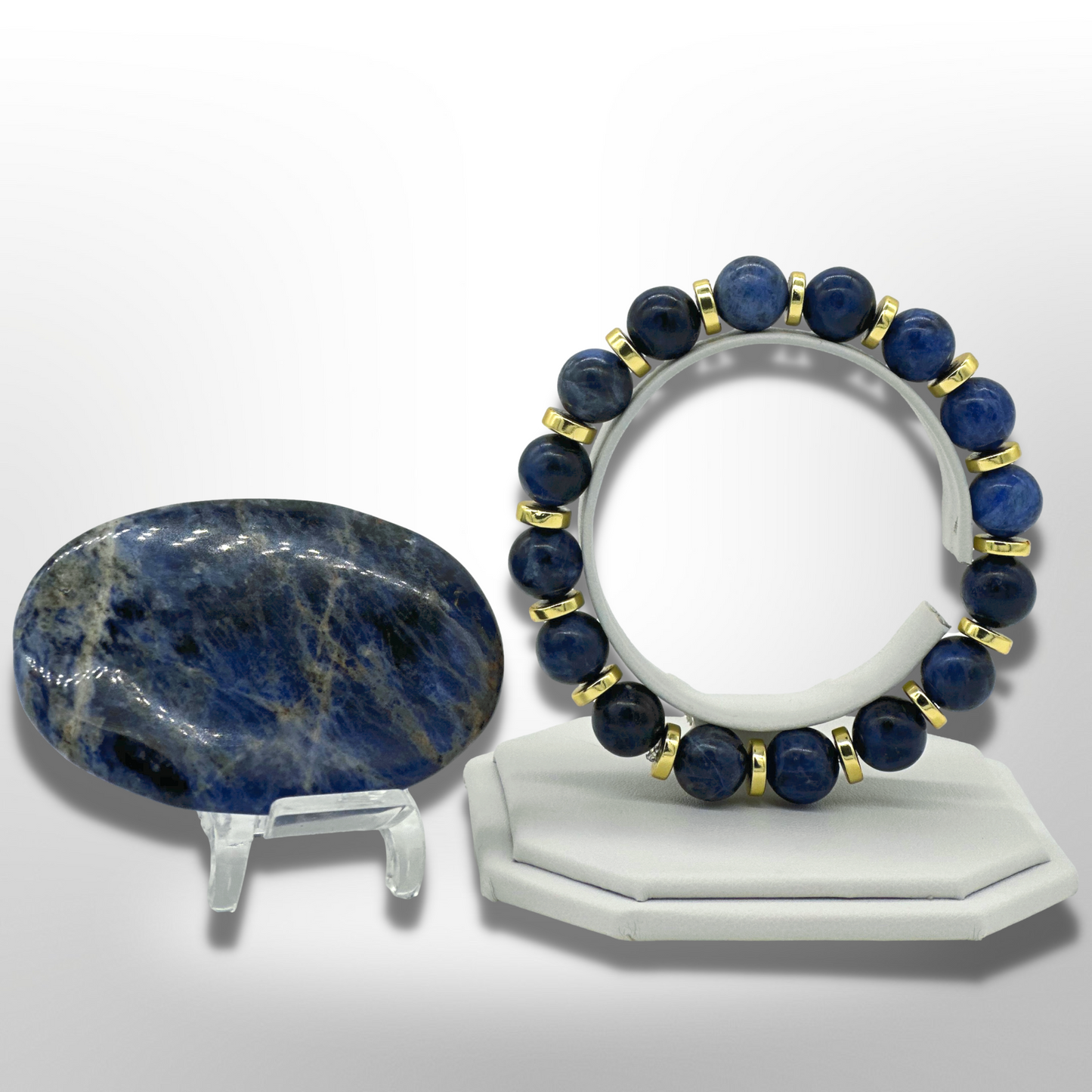 Brazilian Sodalite Bracelet Between Golden Hematite