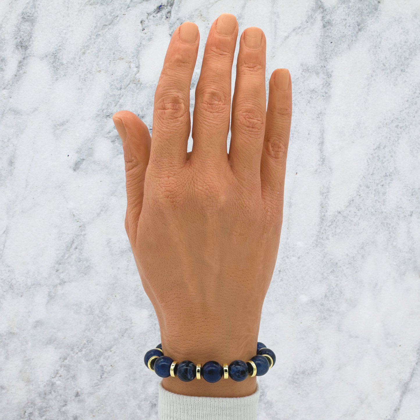 Brazilian Sodalite Bracelet Between Golden Hematite