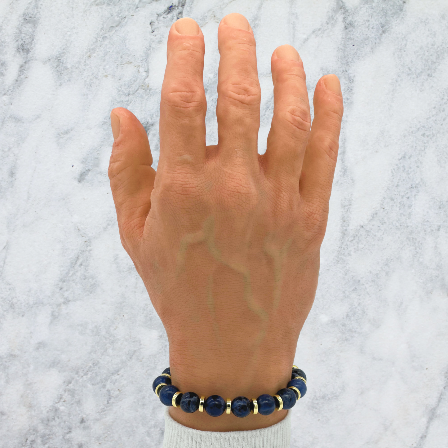 Brazilian Sodalite Bracelet Between Golden Hematite