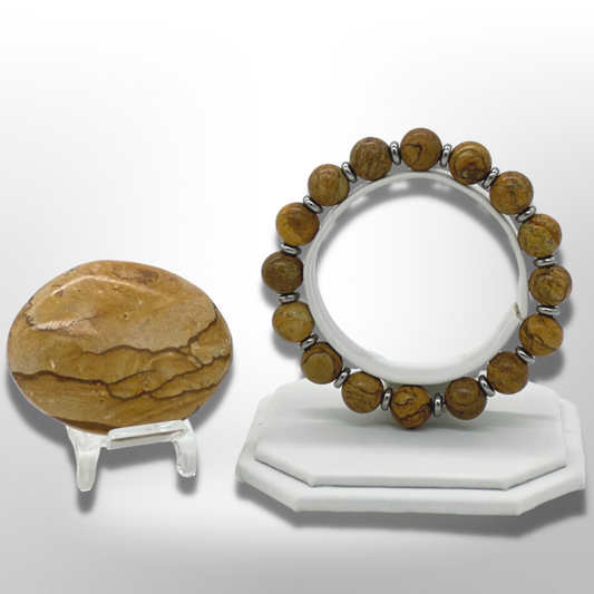 Namibian Picture Jasper Bracelet Between Steel