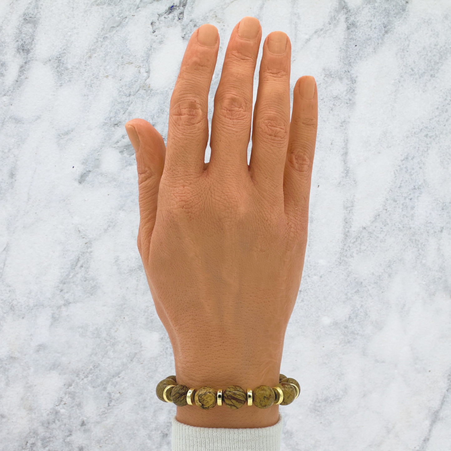 Namibian Picture Jasper Bracelet Between Golden Hematite