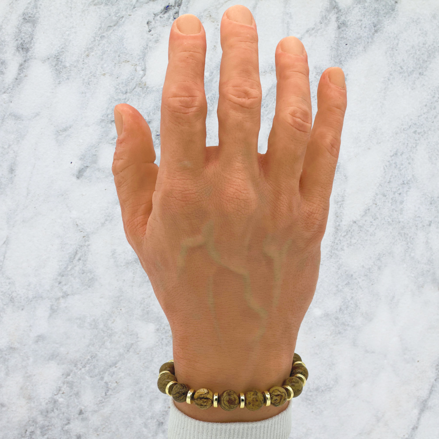 Namibian Picture Jasper Bracelet Between Golden Hematite