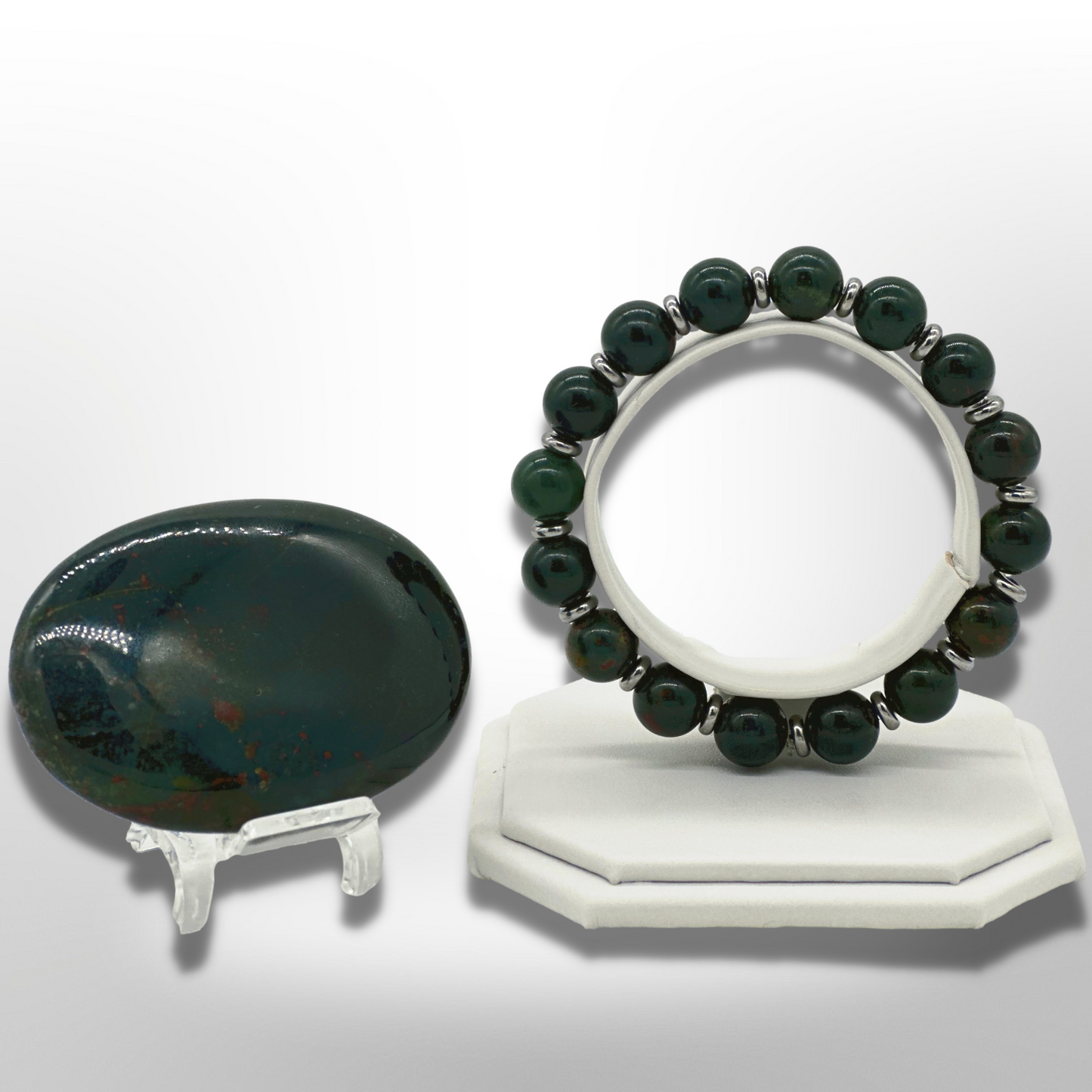 Indian Bloodstone Bracelet Between Steel