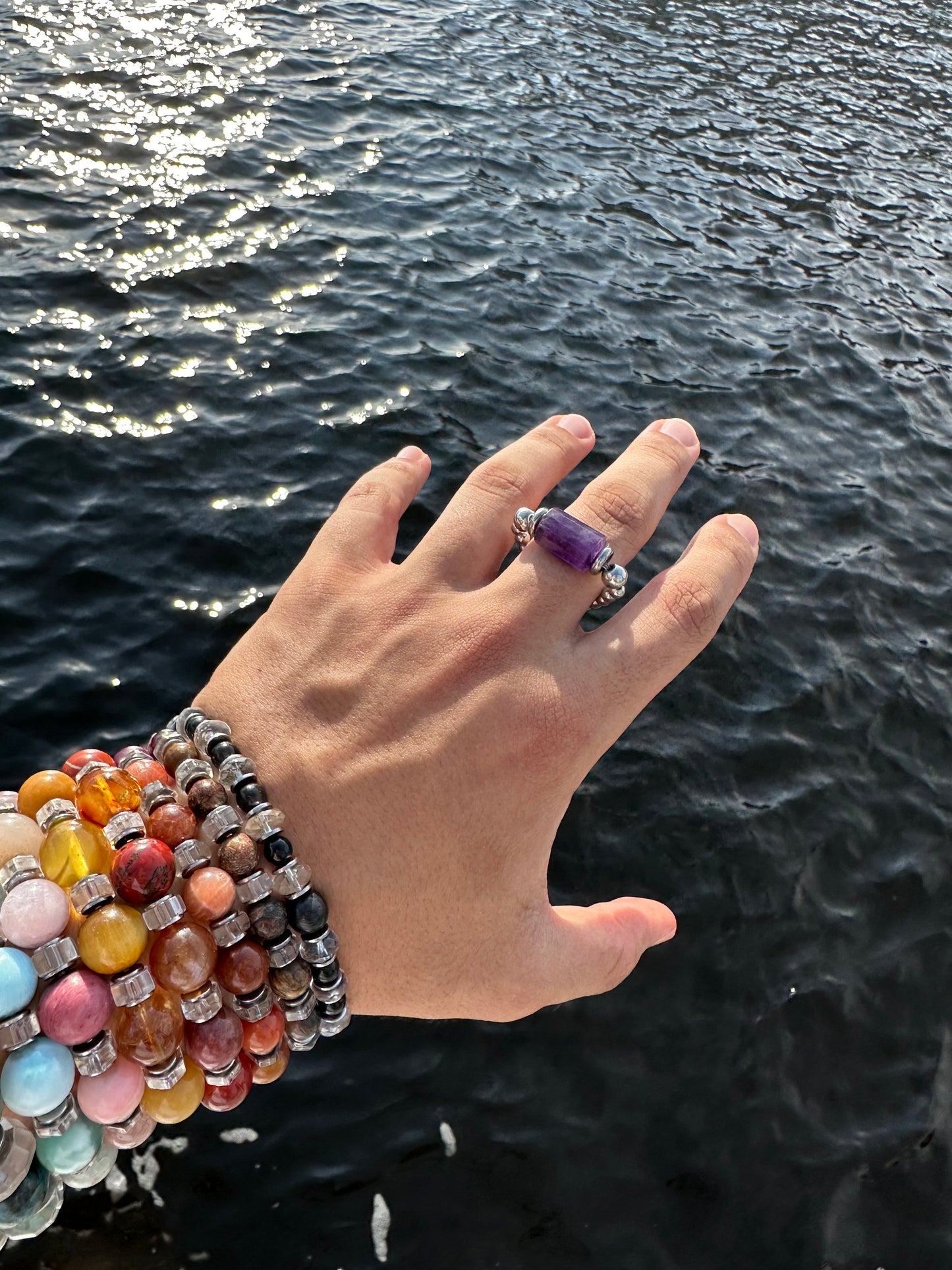 Luxury Amethyst Metatron’s Lantern Design With Silver Steel Comfortable Magic Stretch Ring - World's Best Quality & Made To Last