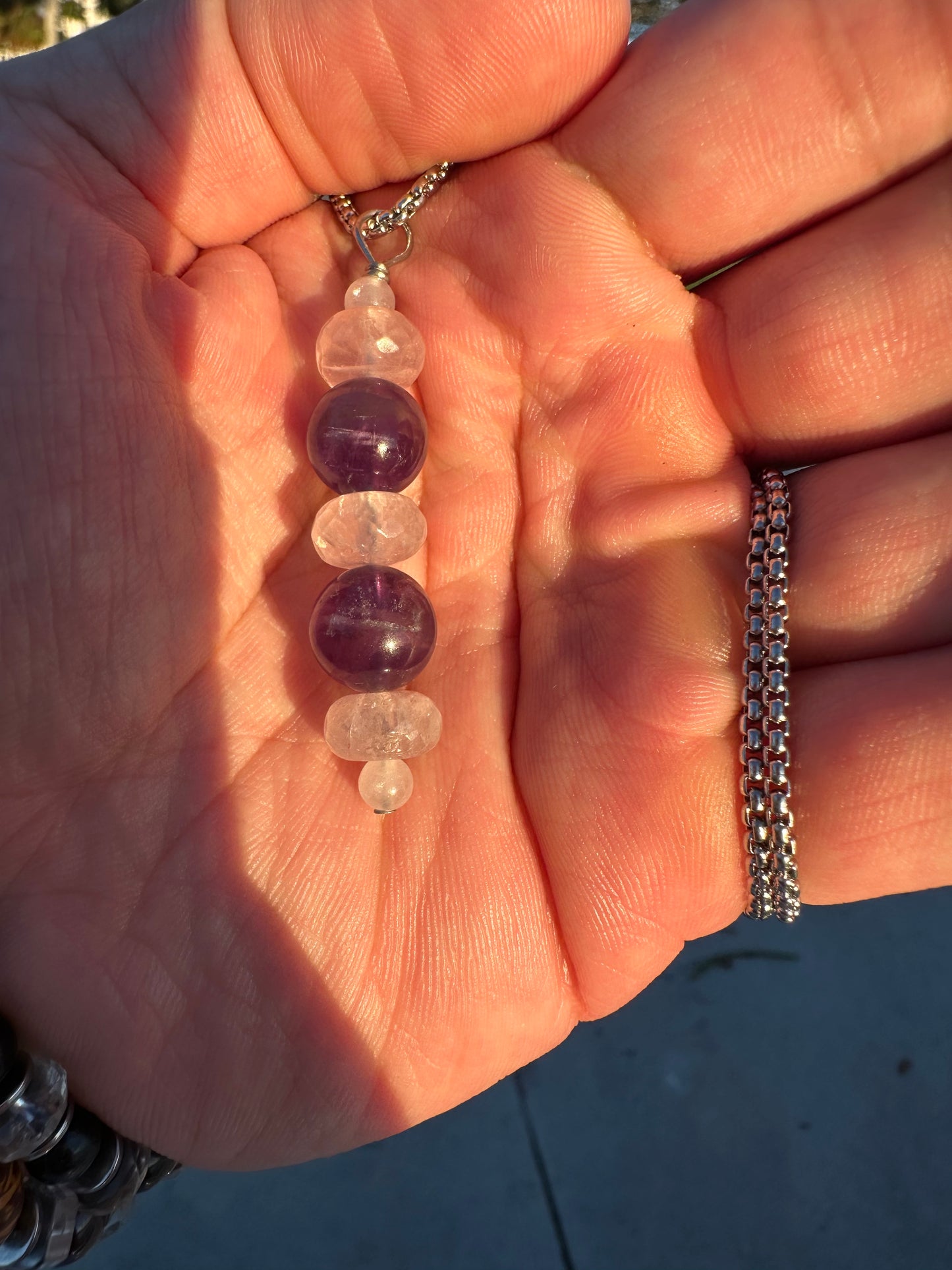 Luxury Amethyst Pendant Rose Quartz Trinity Design - World's Best Quality & Made To Last