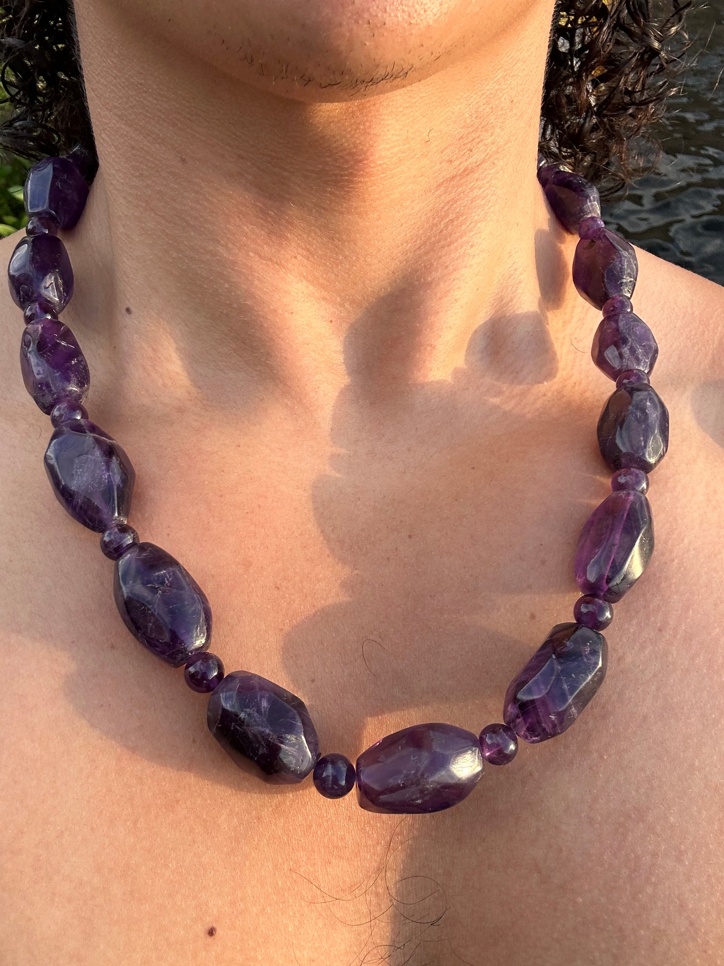 Luxury Amethyst Silver Steel Design Necklace With Interlocking Clasp - World's Best Quality & Made To Last