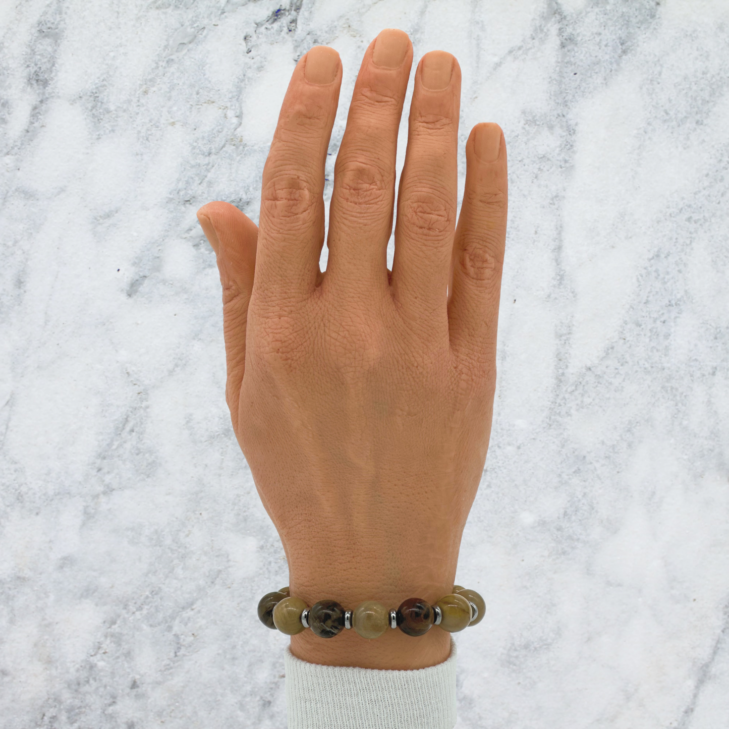 Argentinian Petrified Wood Bracelet Between Steel