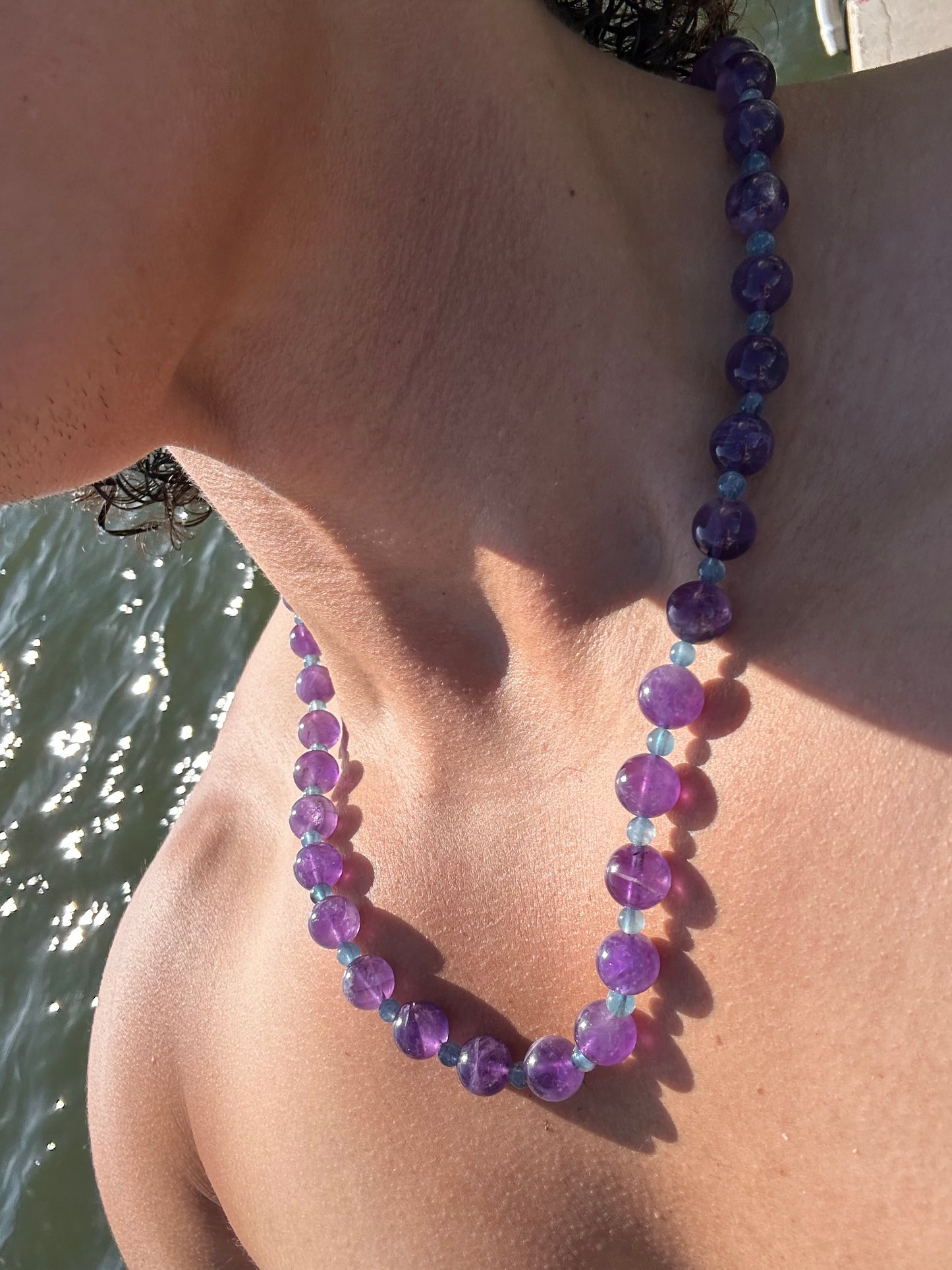 Luxury Amethyst-Aquamarine Pure Gemstone Chain - World's Best Quality & Made To Last