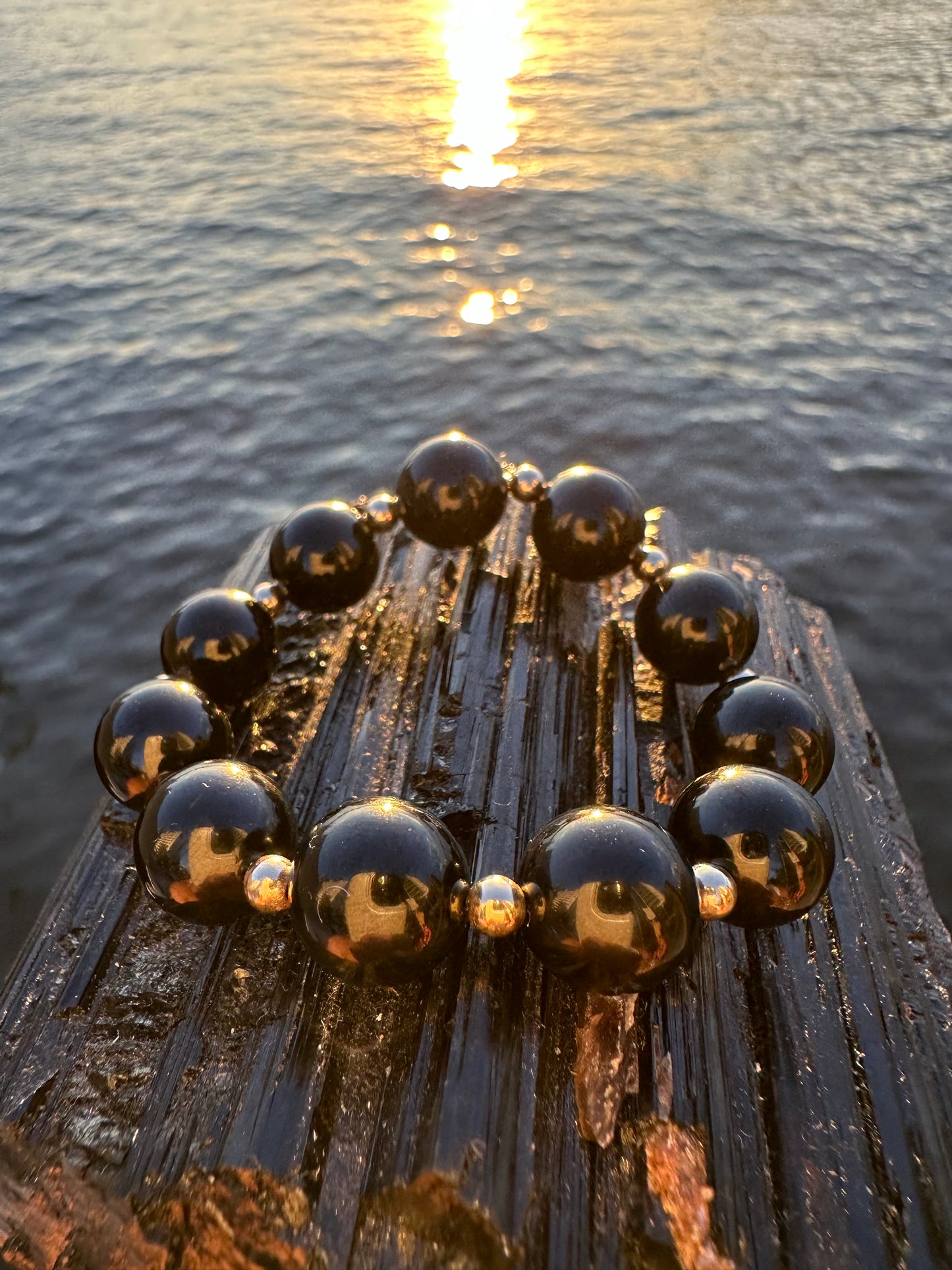 Black Tourmaline Chunky Gold Protection Bracelet - World's Best Quality & Made To Last