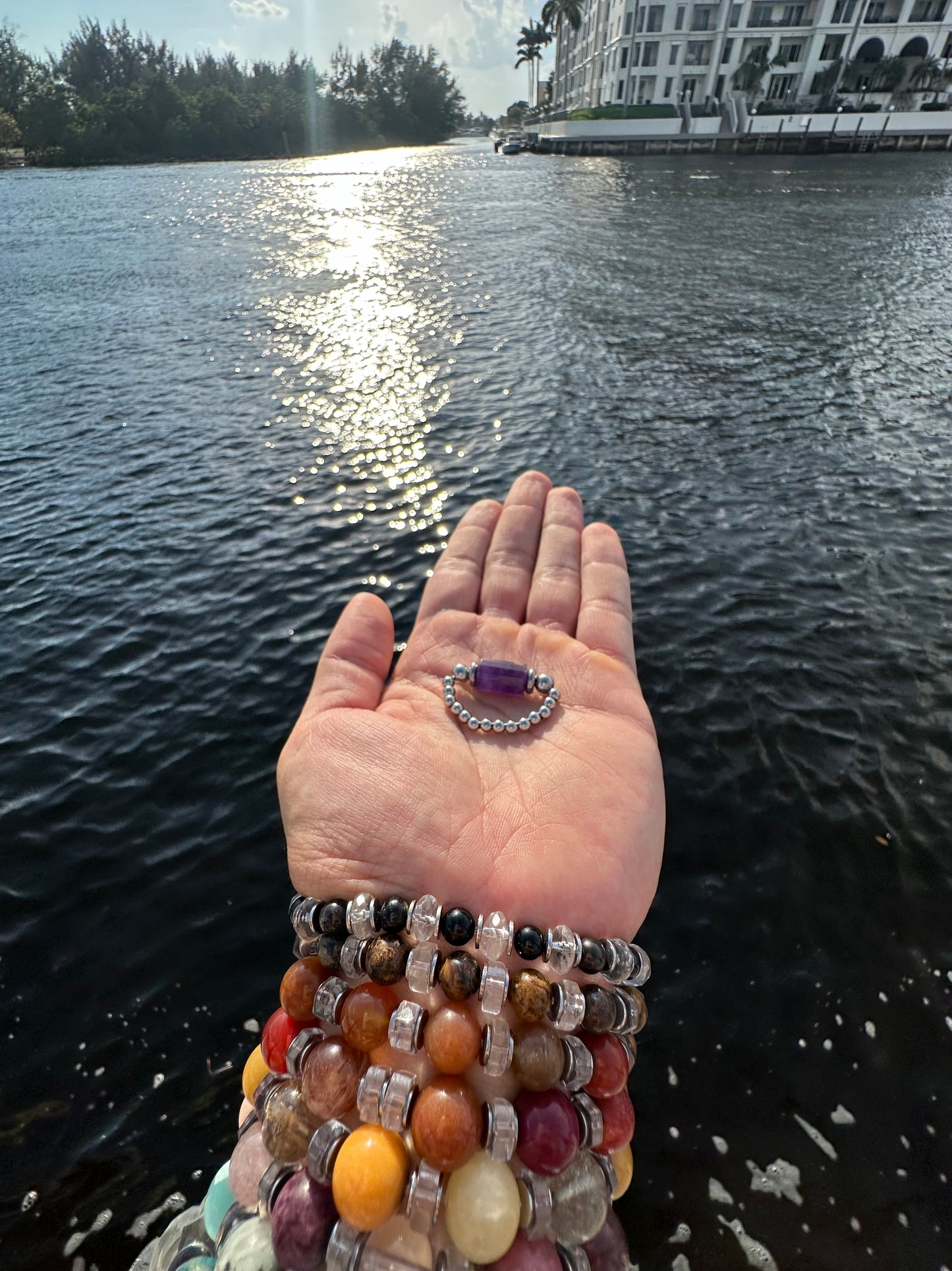 Luxury Amethyst Metatron’s Lantern Design With Silver Steel Comfortable Magic Stretch Ring - World's Best Quality & Made To Last